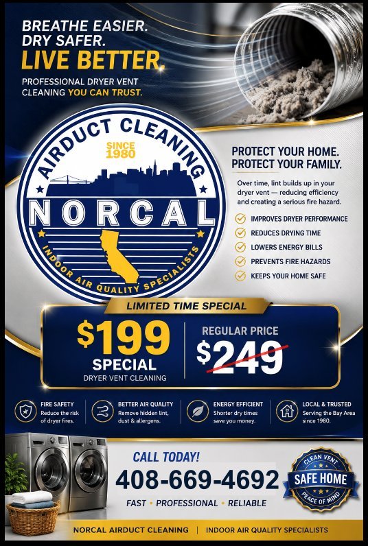 Dryer Vent Cleaning – Prevent House Fires | Norcal Air Duct Cleaning